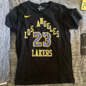 Nike Black T-Shirt with Yellow and Purple Lakers Design